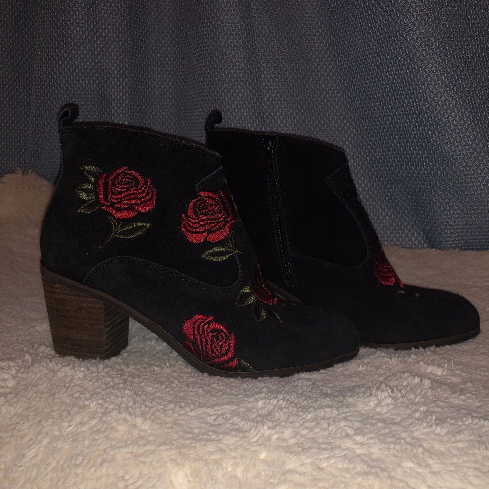 Red Flower Lucky Booties